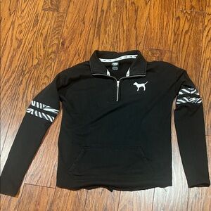 Victoria Secret Pink Black Quarter-Zip Sweater